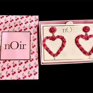 nOir Jewelry Cherry Pink Heart Earrings
